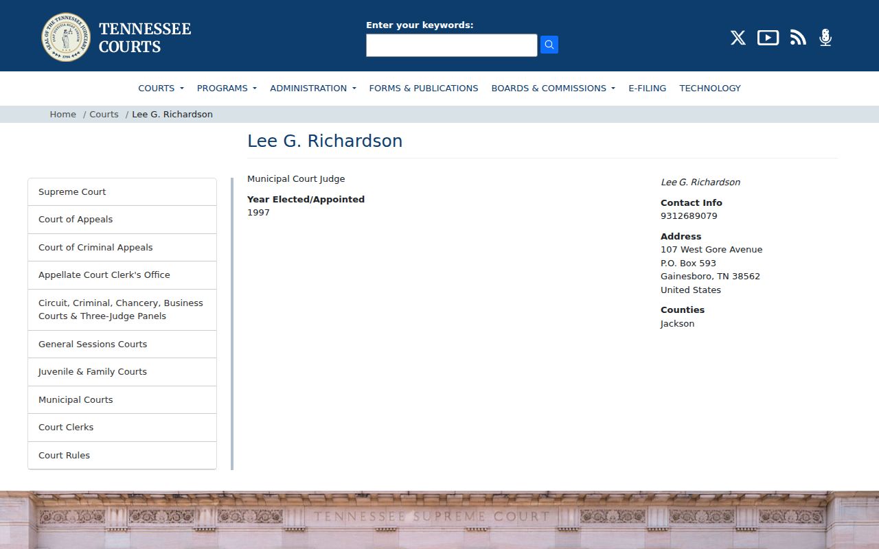 Gainesboro criminal records municipal judge profile
