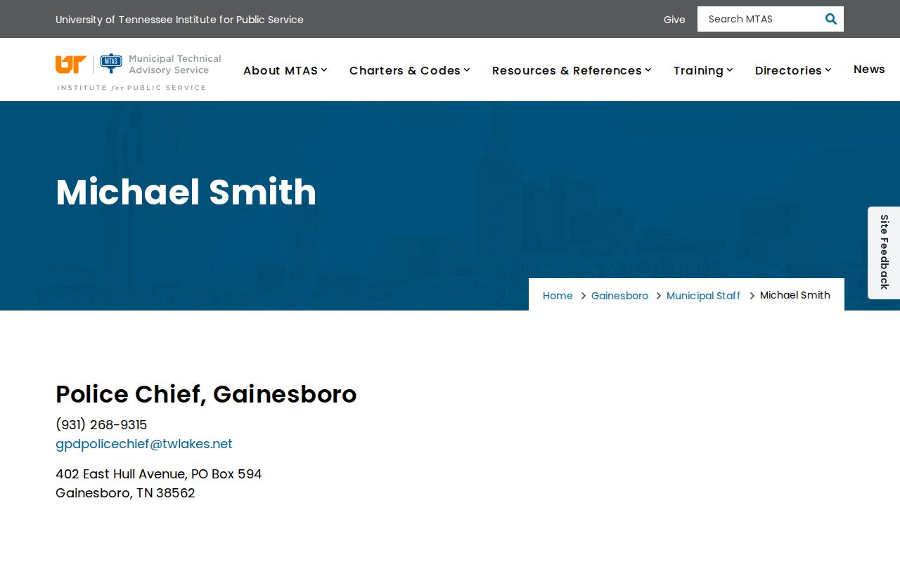 Gainesboro criminal records and police chief contact profile