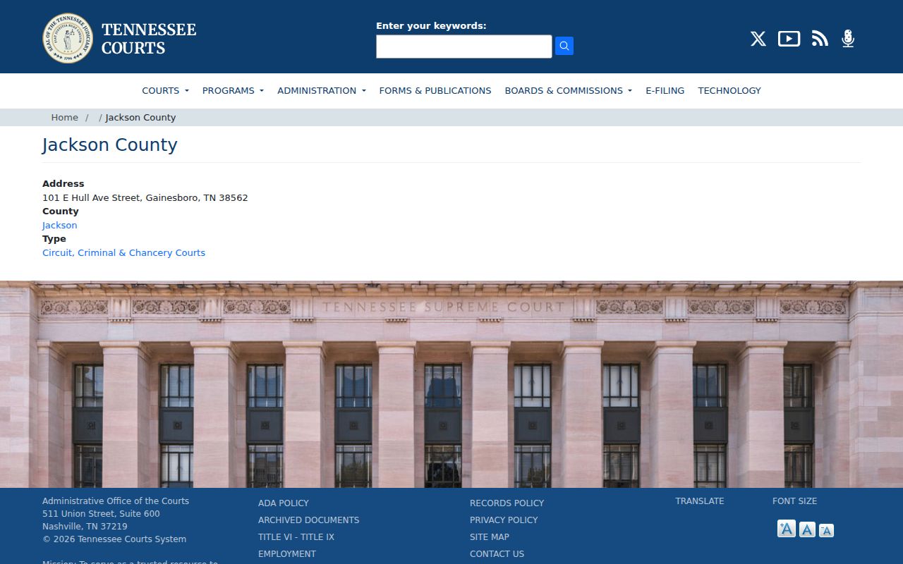 Jackson County criminal court records courthouse listing