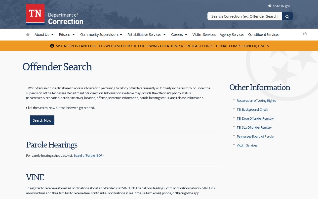 Jackson County criminal history Tennessee felony offender lookup