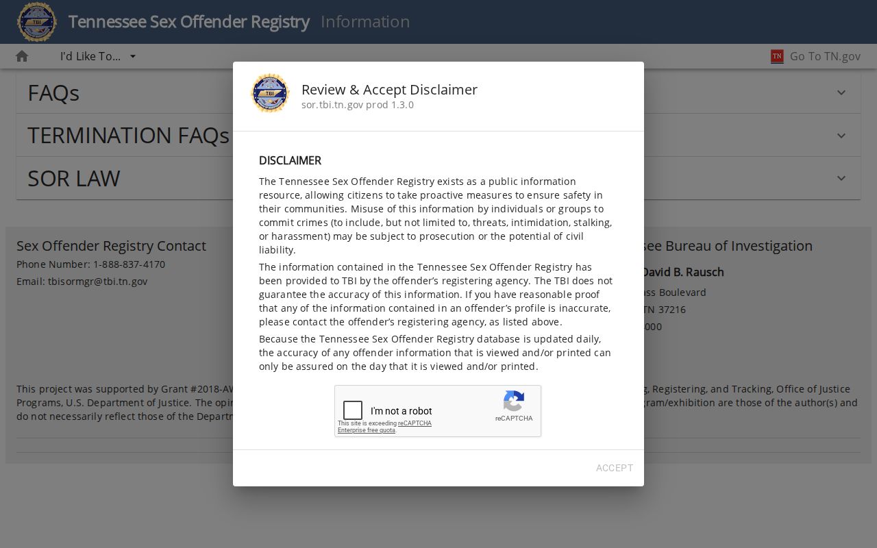 TBI information for interpreting Jackson County sex offender registry profiles
